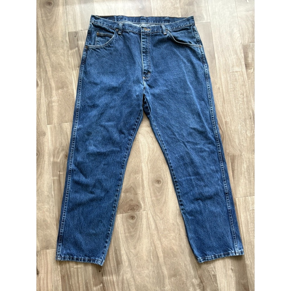 Wrangler Mens Blue Relaxed Fit Stretch Straight Denim Jeans Size 38x30